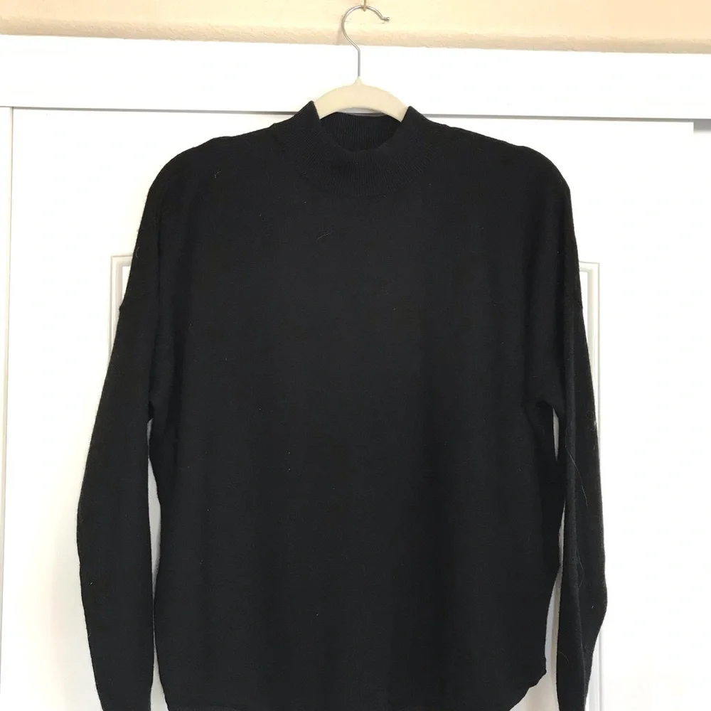 Madewell Black Mockneck Sweater Size L | Wool Alpaca Blend | Luxe Minimalist - Picture 5 of 6